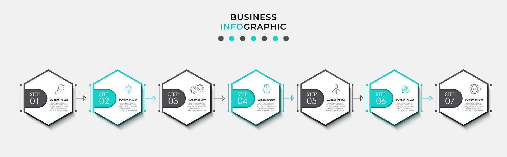 Infographic design template with icons and 7 options or steps vector