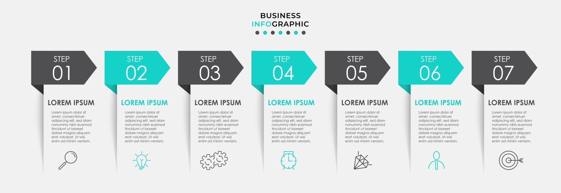 Infographic design template with icons and 7 options or steps vector