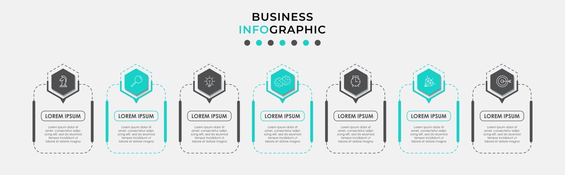 Infographic design template with icons and 7 options or steps vector