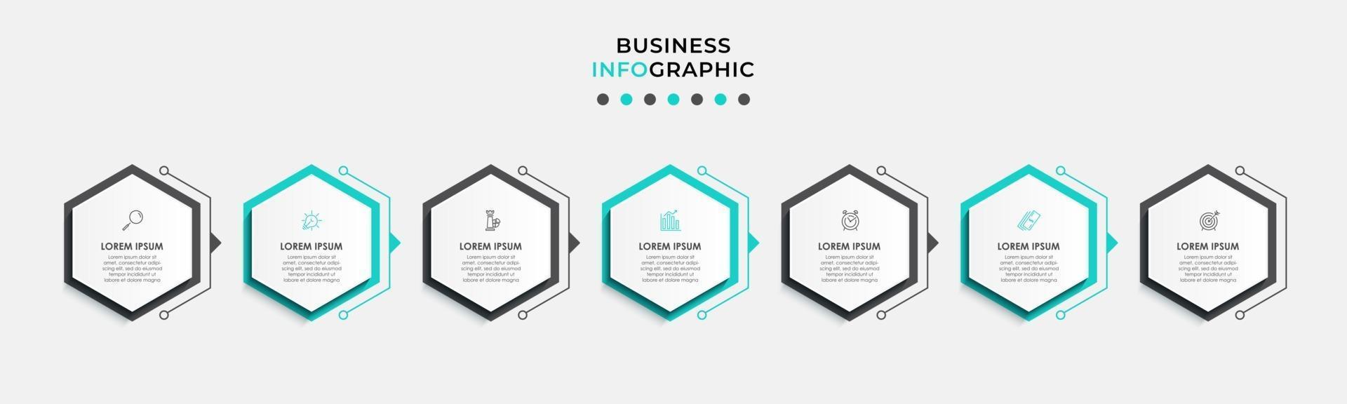 Infographic design template with icons and 7 options or steps vector