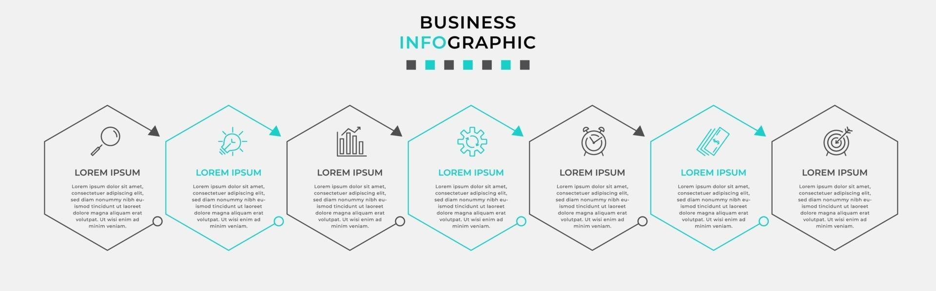 Infographic design template with icons and 7 options or steps vector