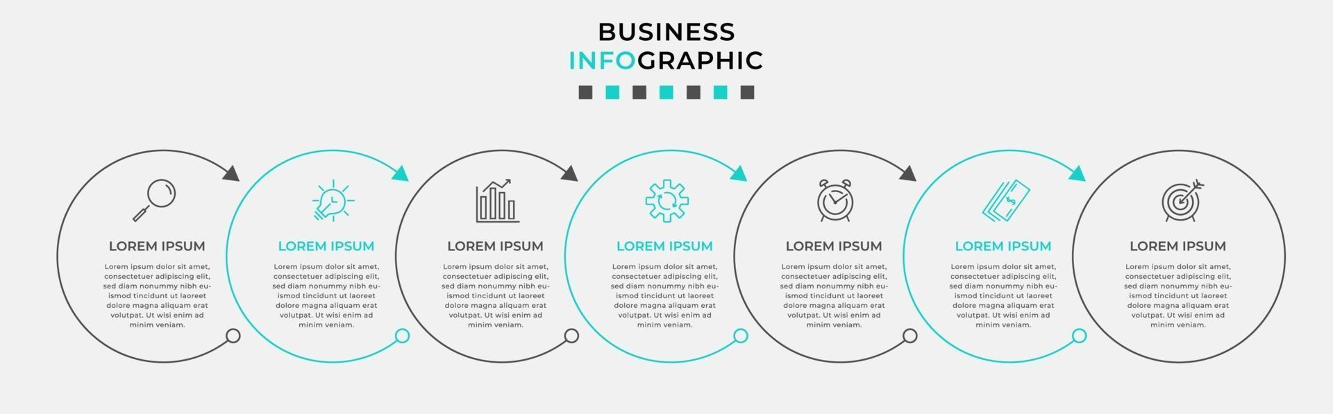 Infographic design template with icons and 7 options or steps vector