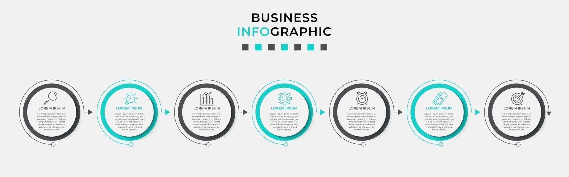 Infographic design template with icons and 7 options or steps vector