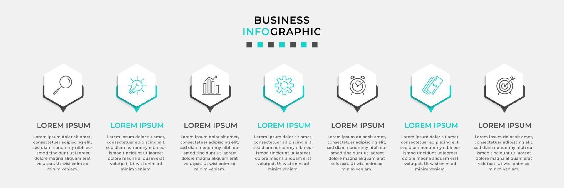 Infographic design template with icons and 7 options or steps vector