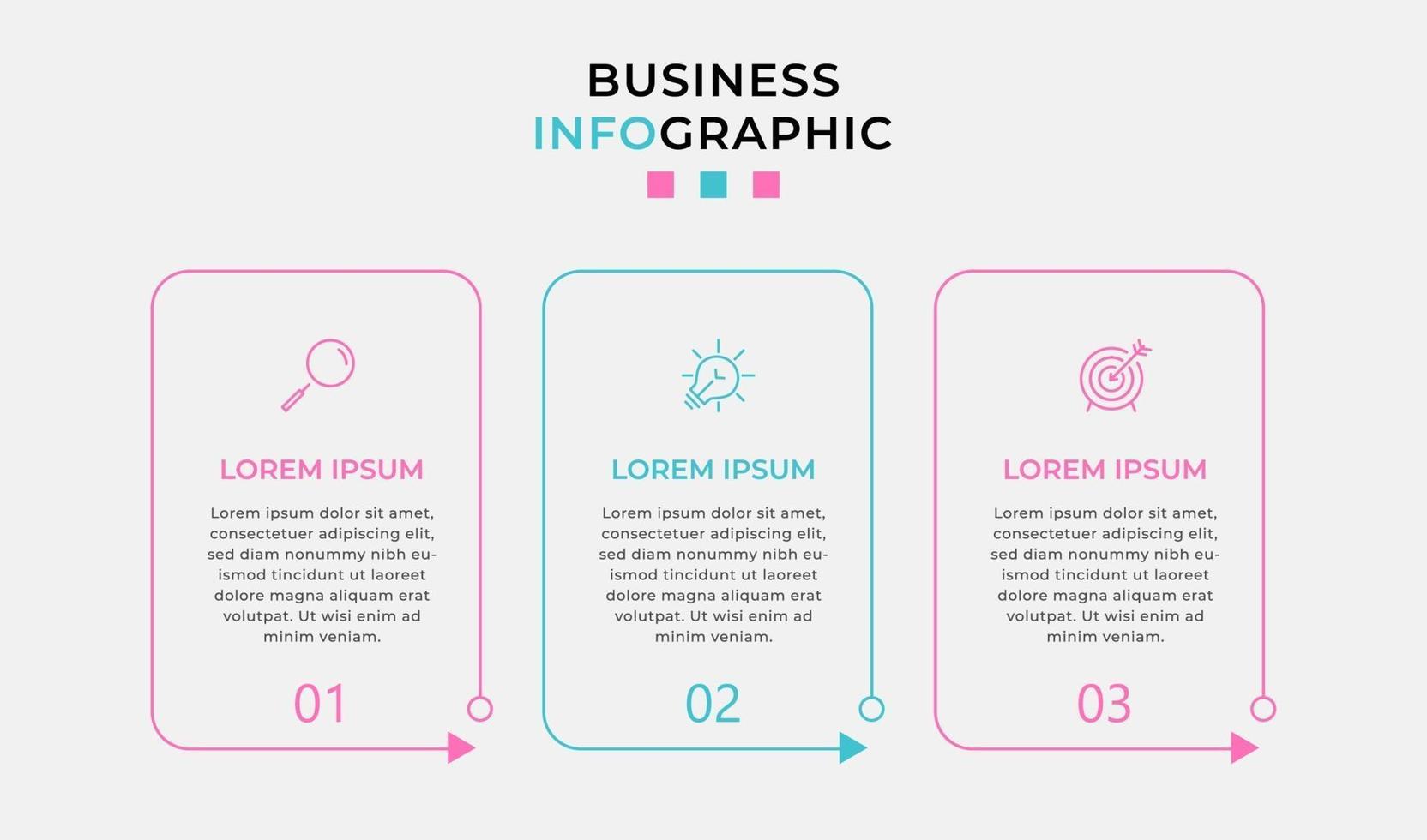 Plantilla de negocio de diseño infográfico con iconos y 3 opciones o pasos. vector