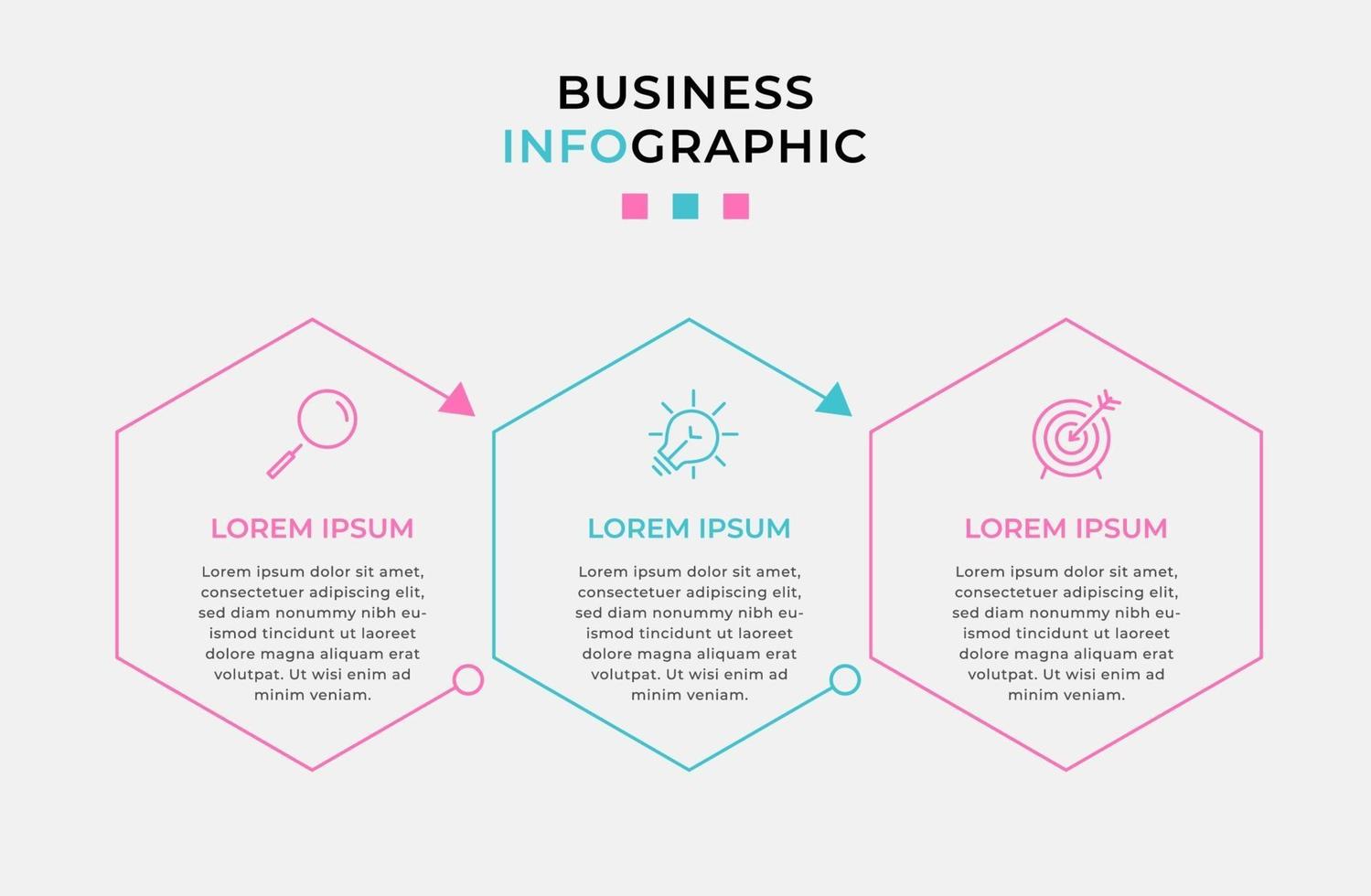 Plantilla de negocio de diseño infográfico con iconos y 3 opciones o pasos. vector