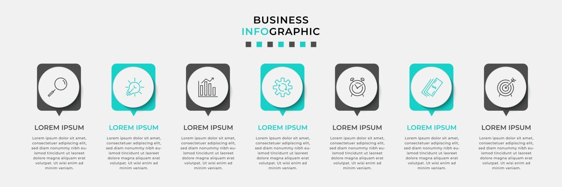 Infographic design template with icons and 7 options or steps vector