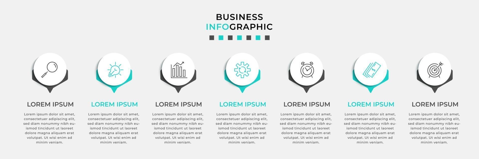 Infographic design template with icons and 7 options or steps vector