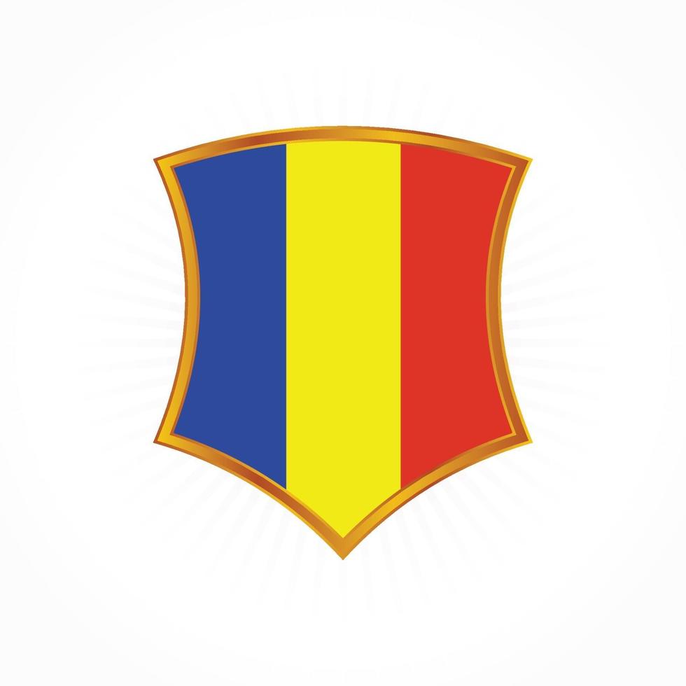 Romania flag vector with shield frame