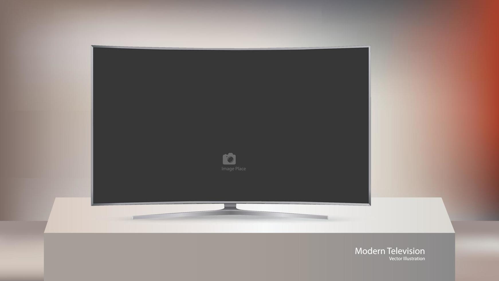 Modern TV set isolated on cubical stage backgroundssss vector