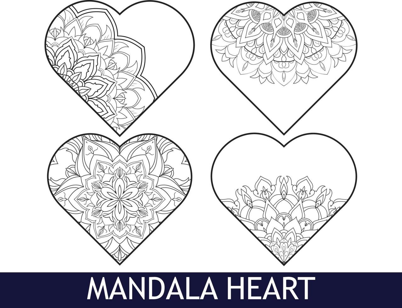 Floral Mandala Hearts free vactor vector