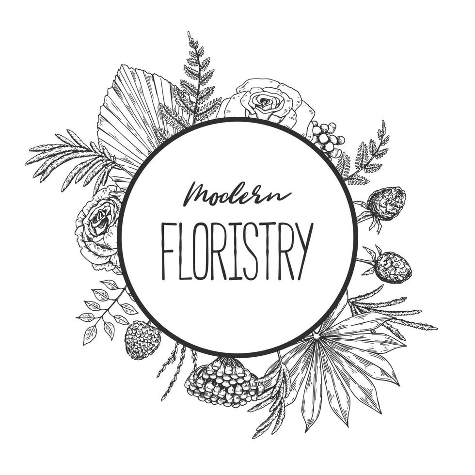 Hand drawn botany frame vector