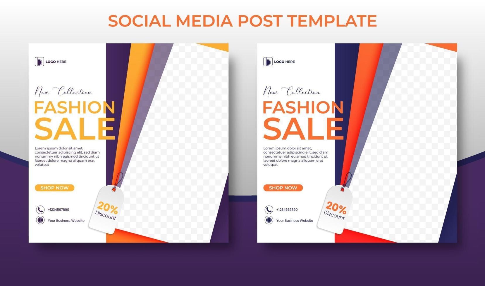 fashion sale social media template with collage photo. vector