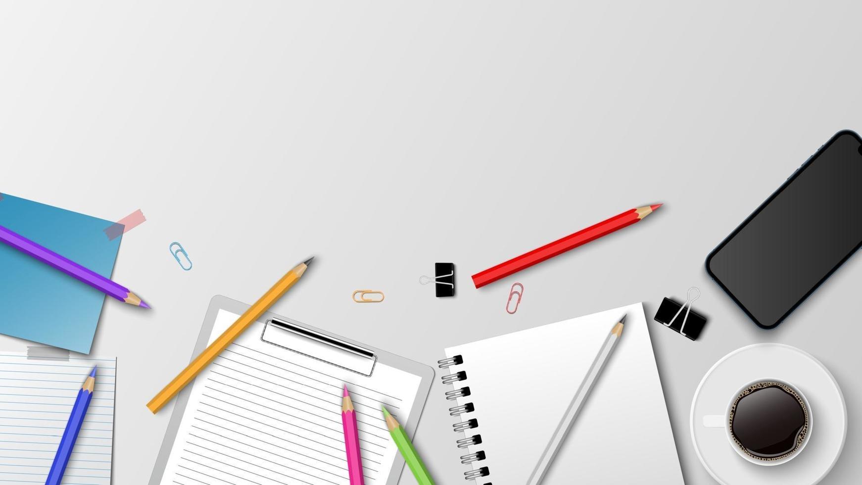 Top view of modern workplace vector