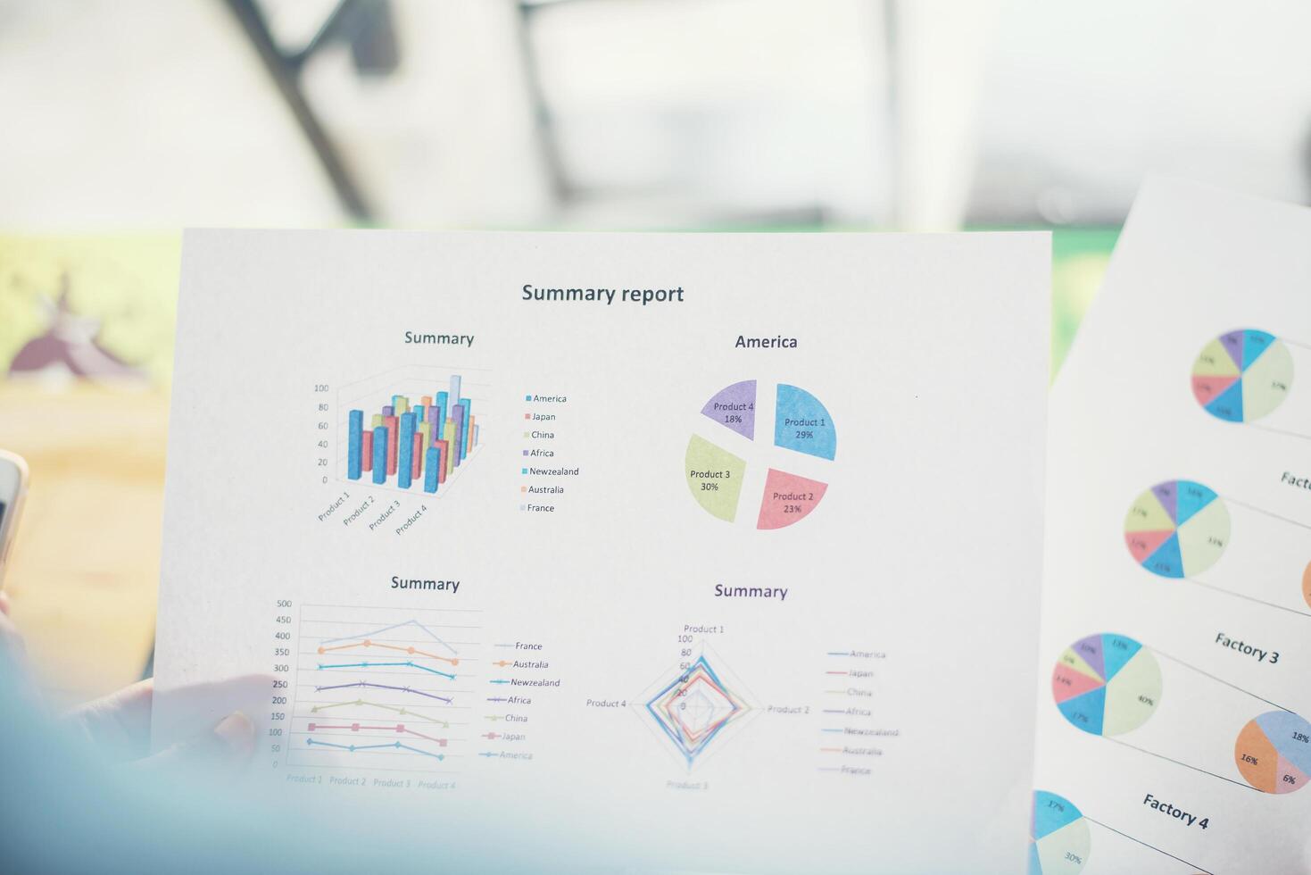 Close-up of business analyzing investment charts. photo