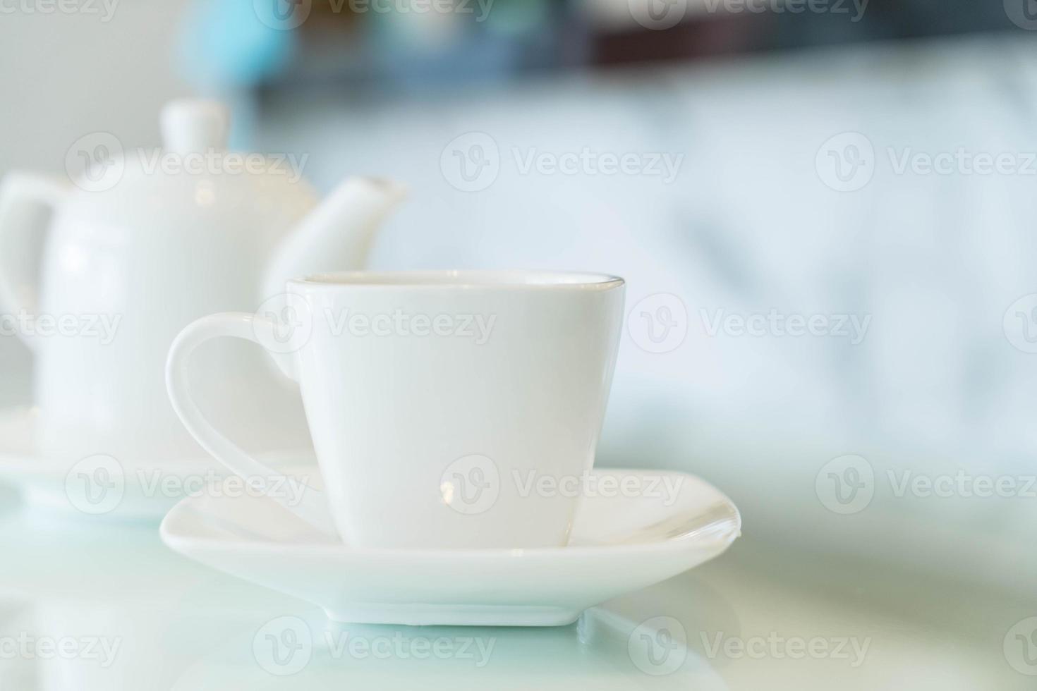 Hot tea cup on the table photo