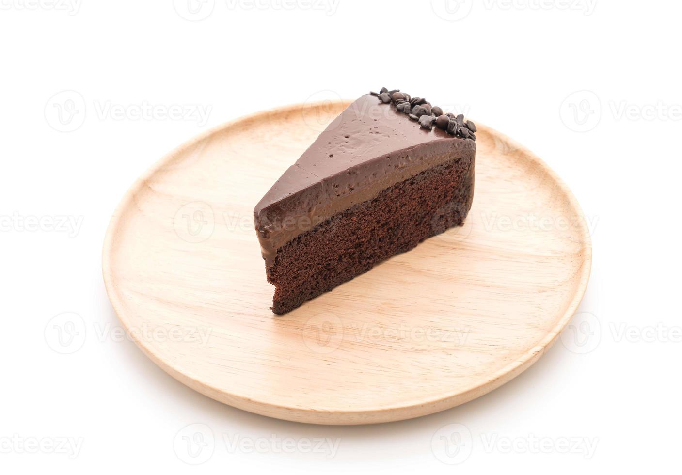 Chocolate cake on white background photo