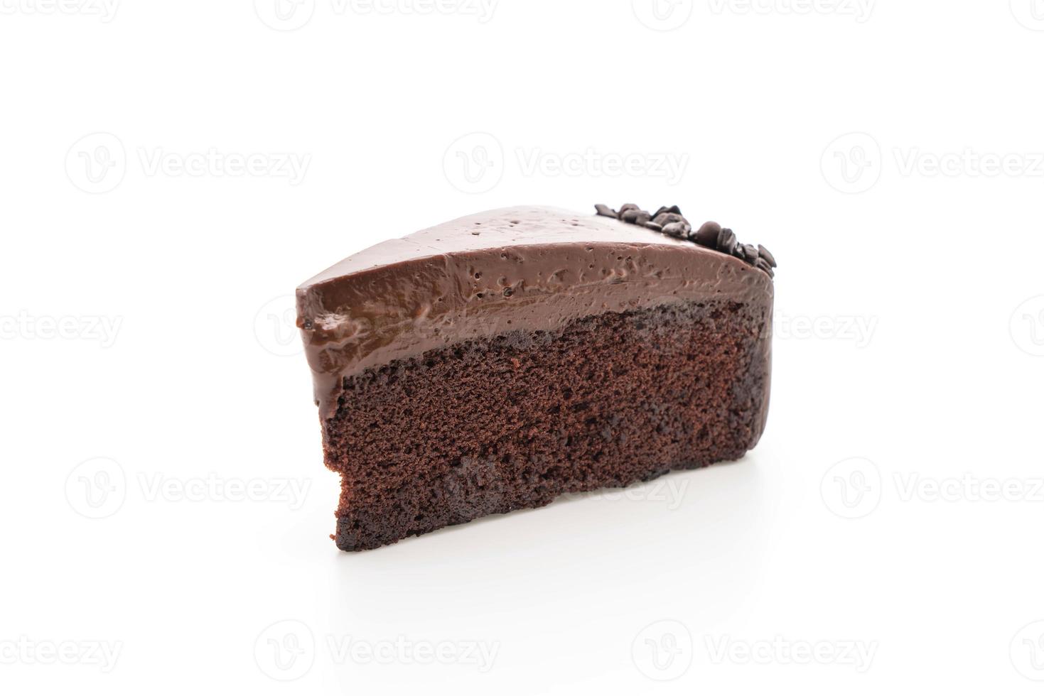 Chocolate cake on white background photo