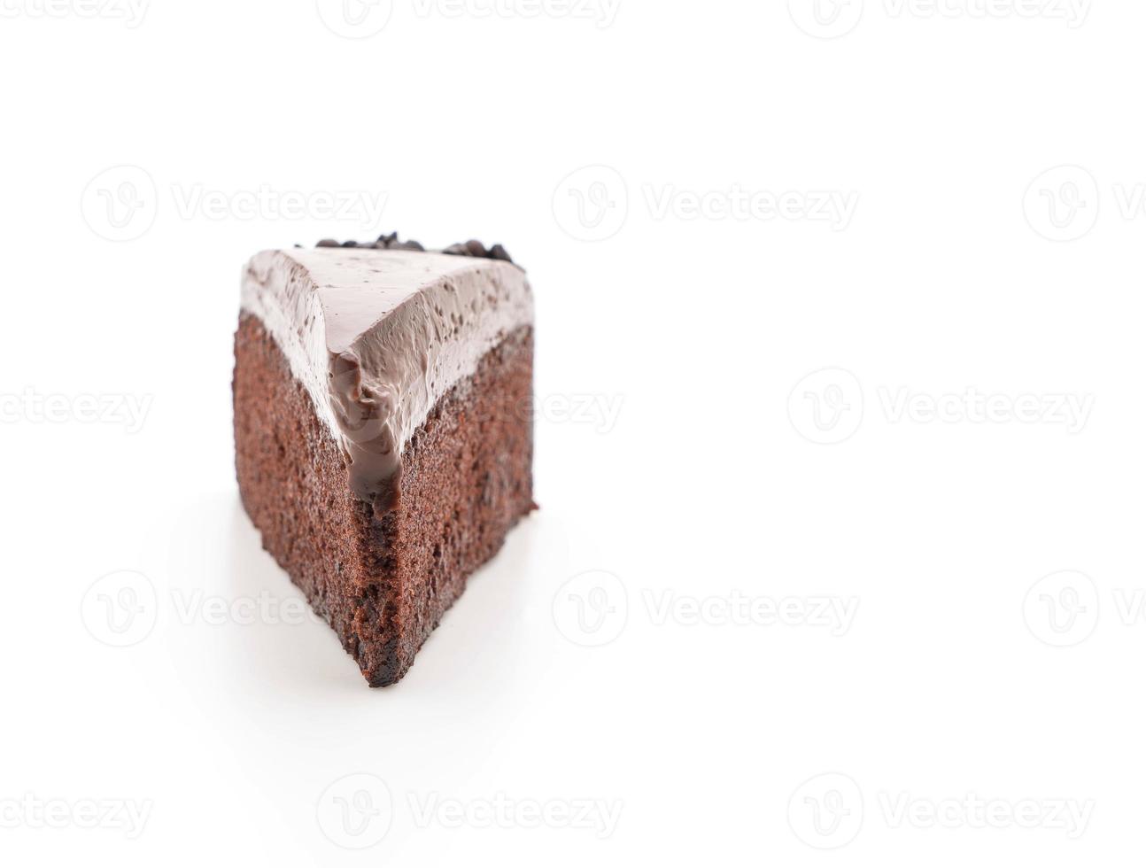 Chocolate cake on white background photo