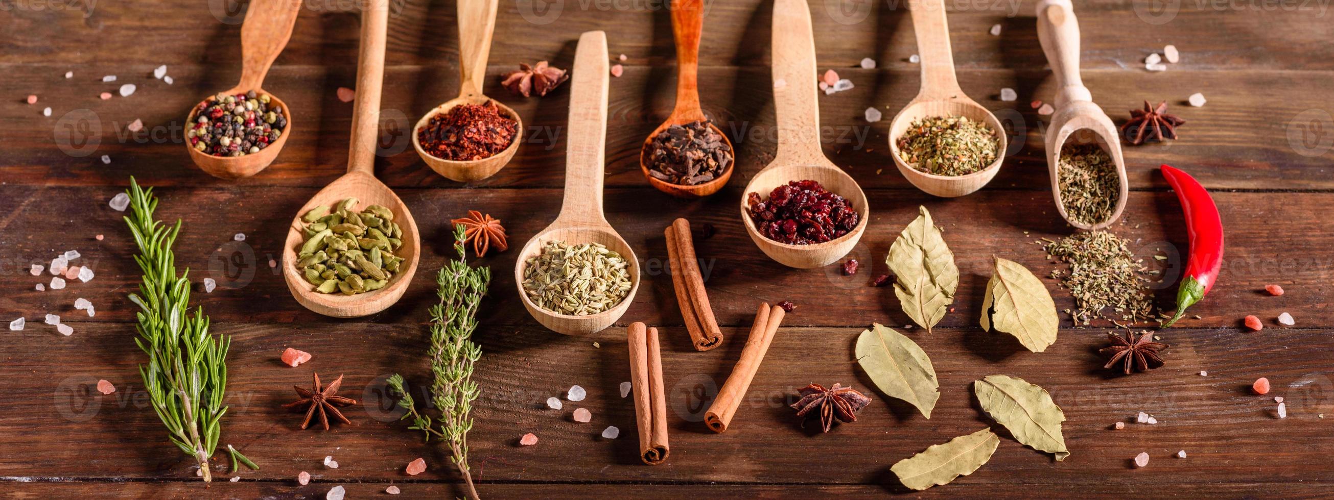 A set of spices and herbs. Indian cuisine photo