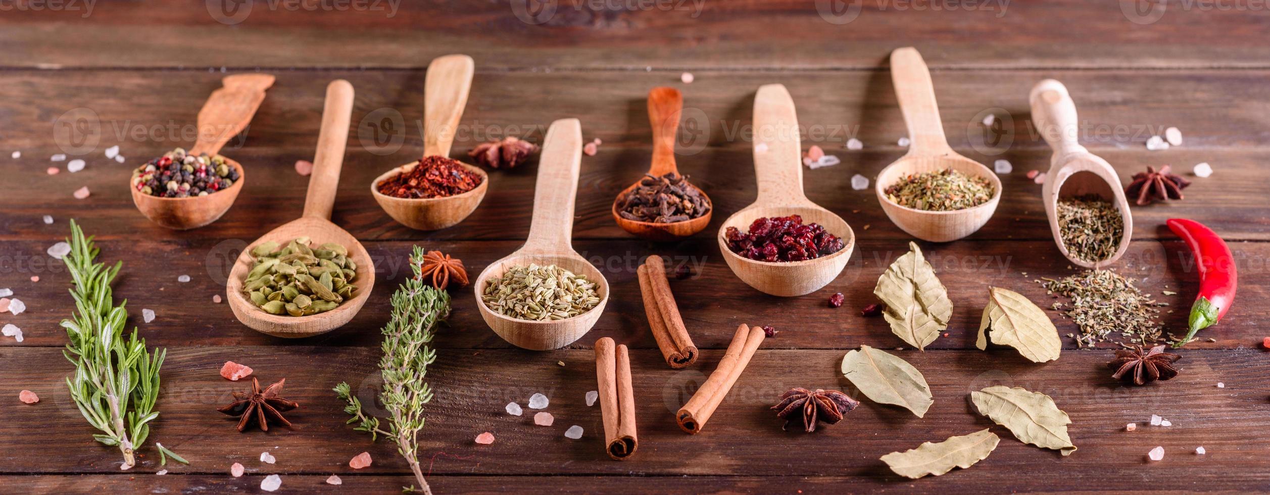 A set of spices and herbs. Indian cuisine photo