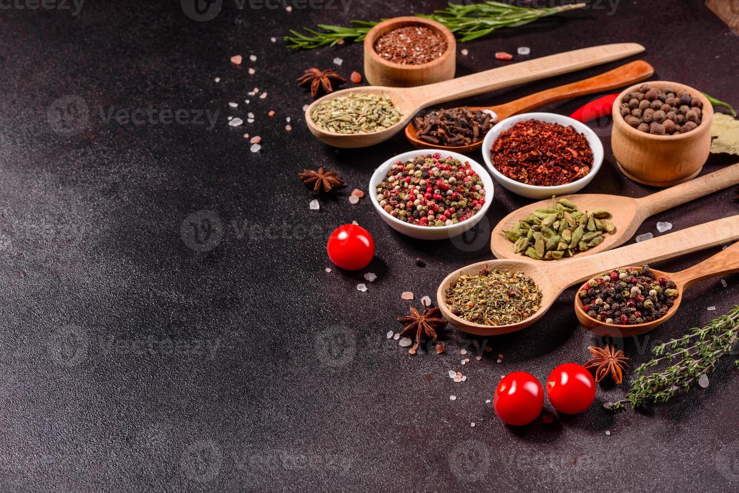 A set of spices and herbs. Indian cuisine photo