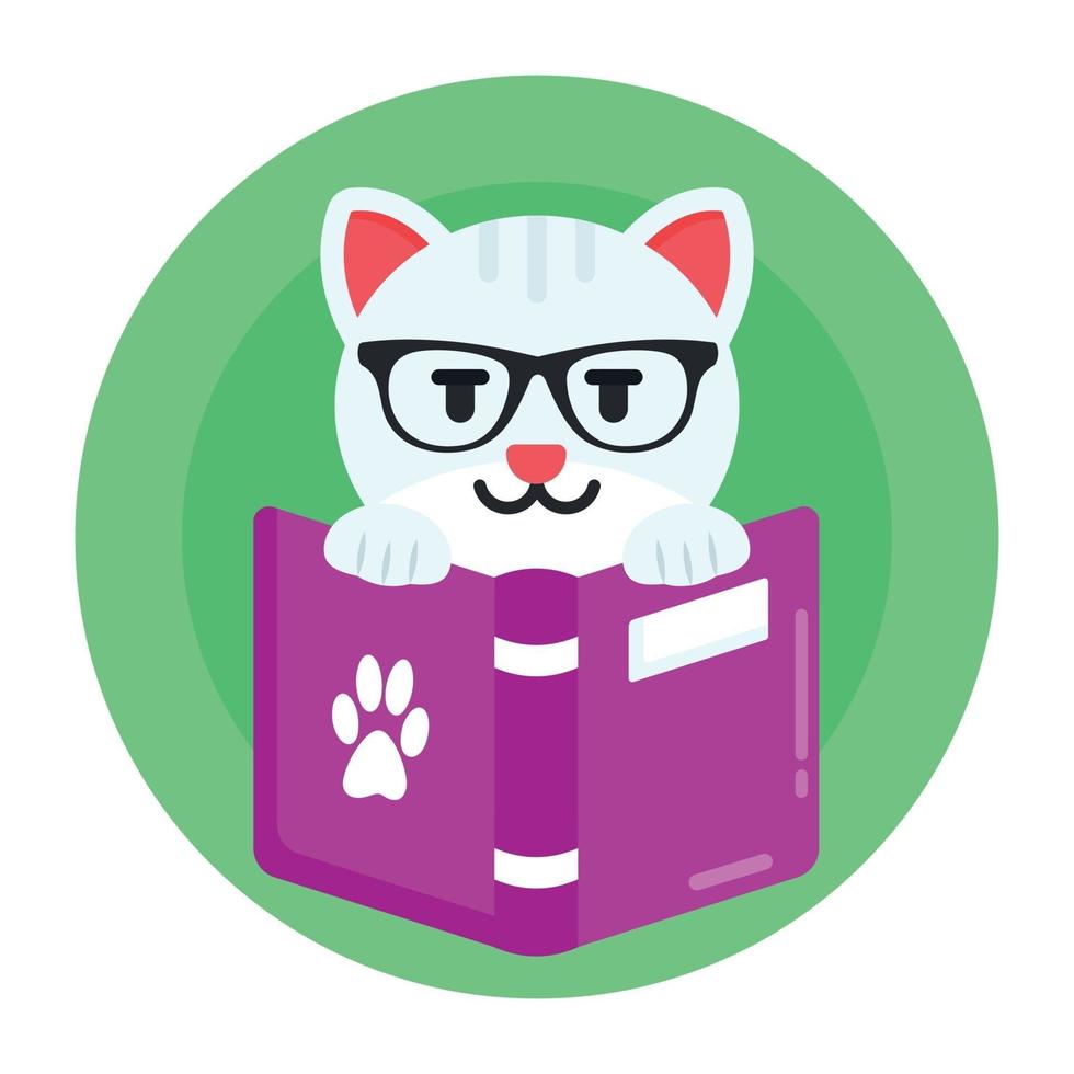Cat Book Reading vector