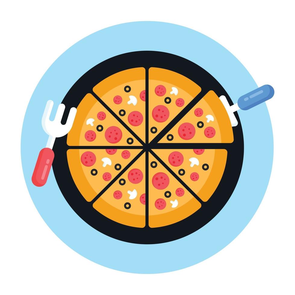 Pizza Cutting and Food vector