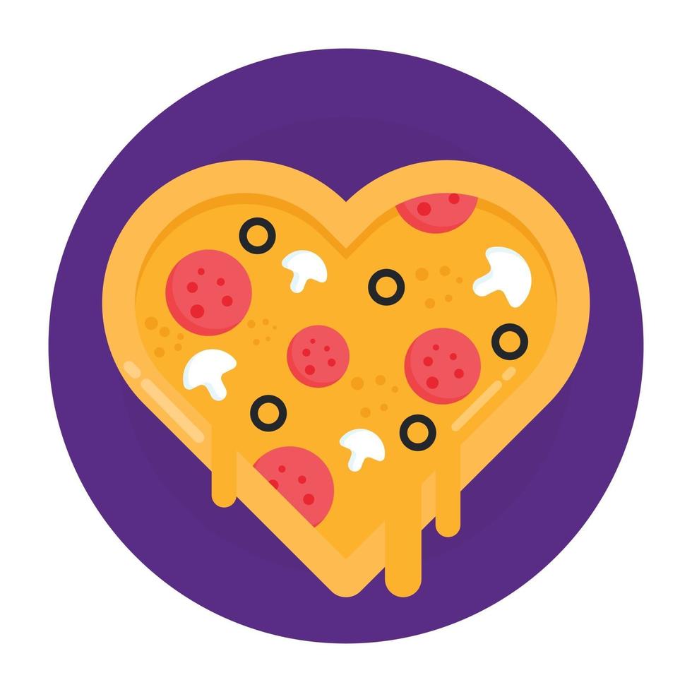 pizza italiana corazón vector