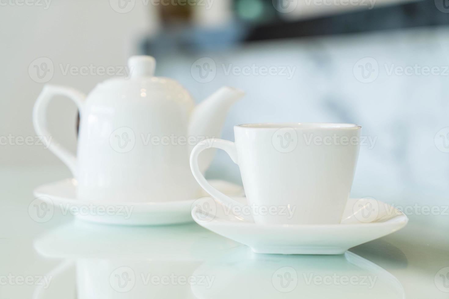 Hot tea cup on the table photo