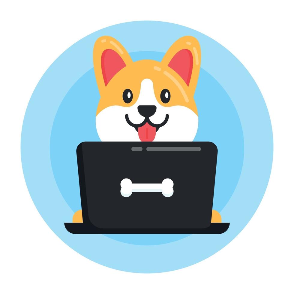 online  Dog Laptop vector