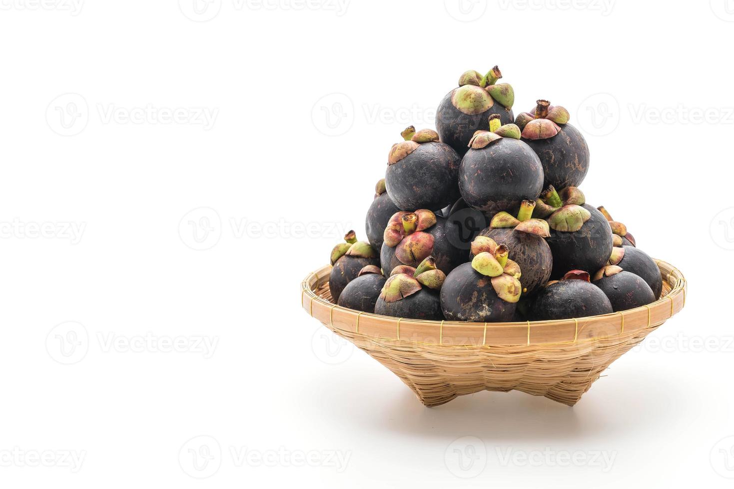 Fresh mangosteen on white background photo