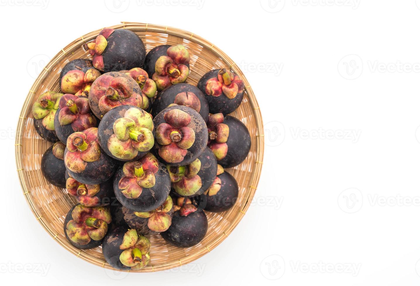 Fresh mangosteen on white background photo