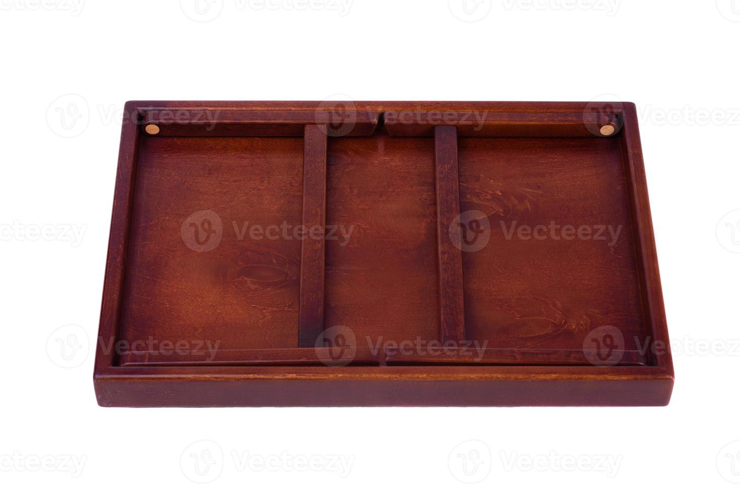 A folding breakfast table with legs on a white background photo