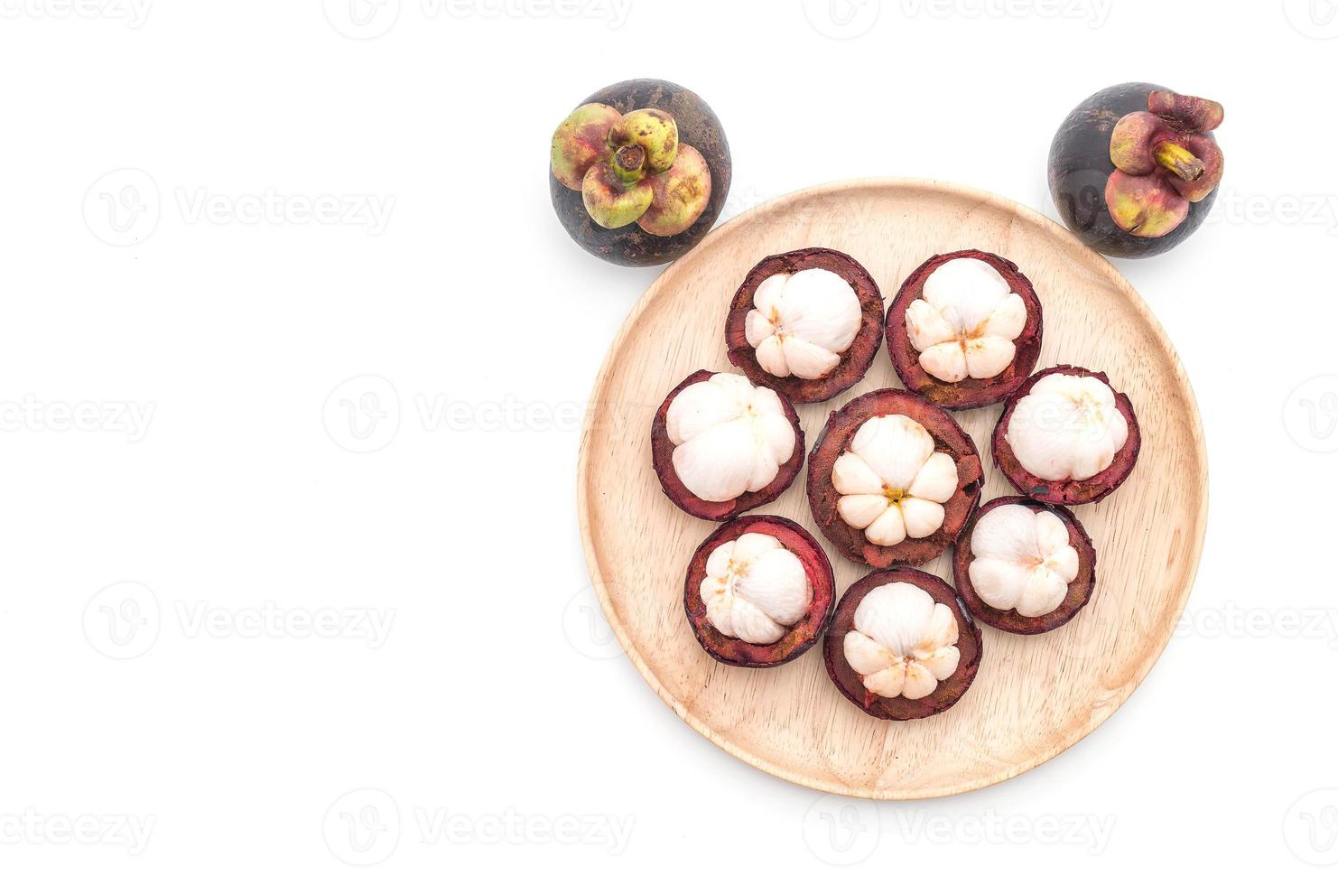 Fresh mangosteen on white background photo