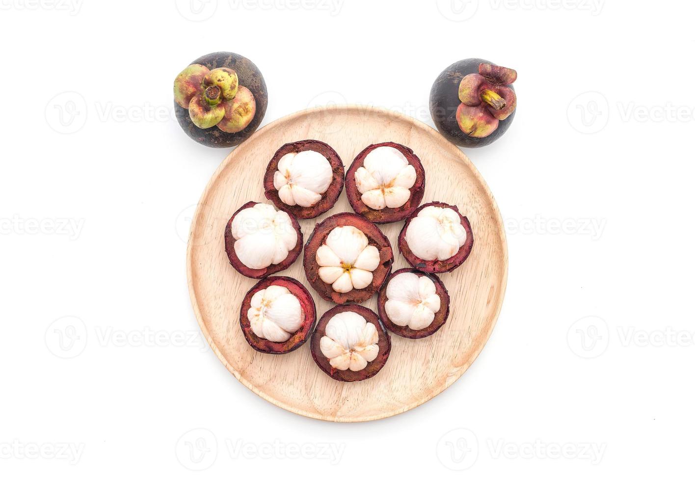 Fresh mangosteen on white background photo