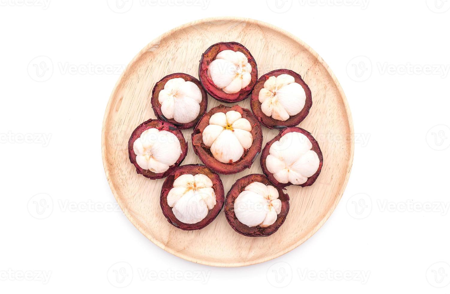 Fresh mangosteen on white background photo