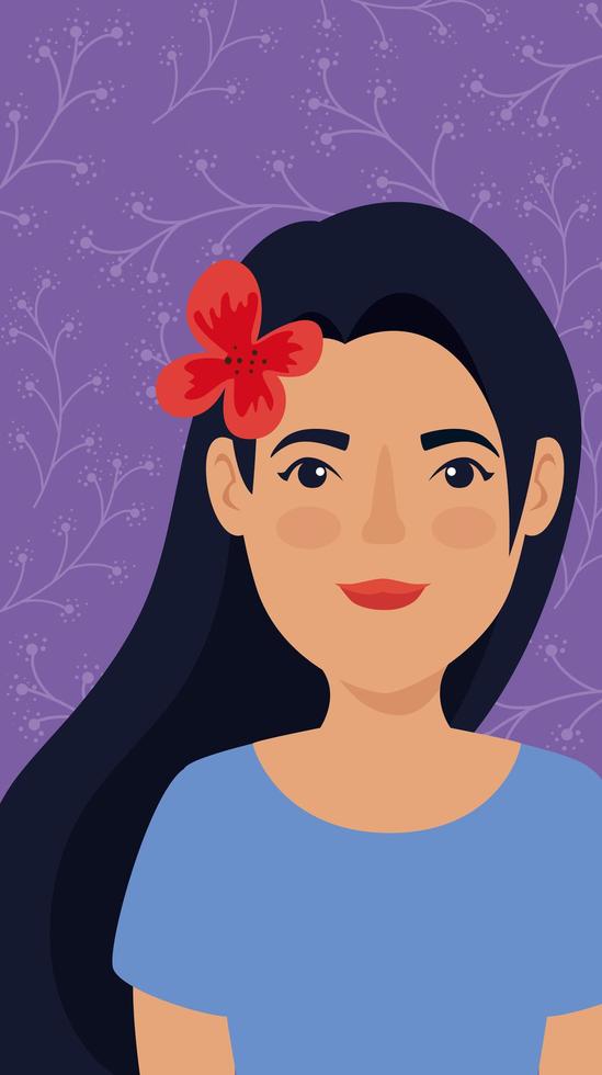 icono de personaje de avatar de mujer hermosa vector