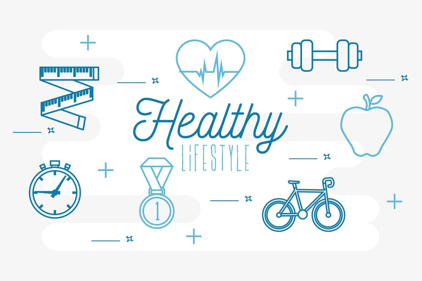 poster healthy lifestyle with set icons vector