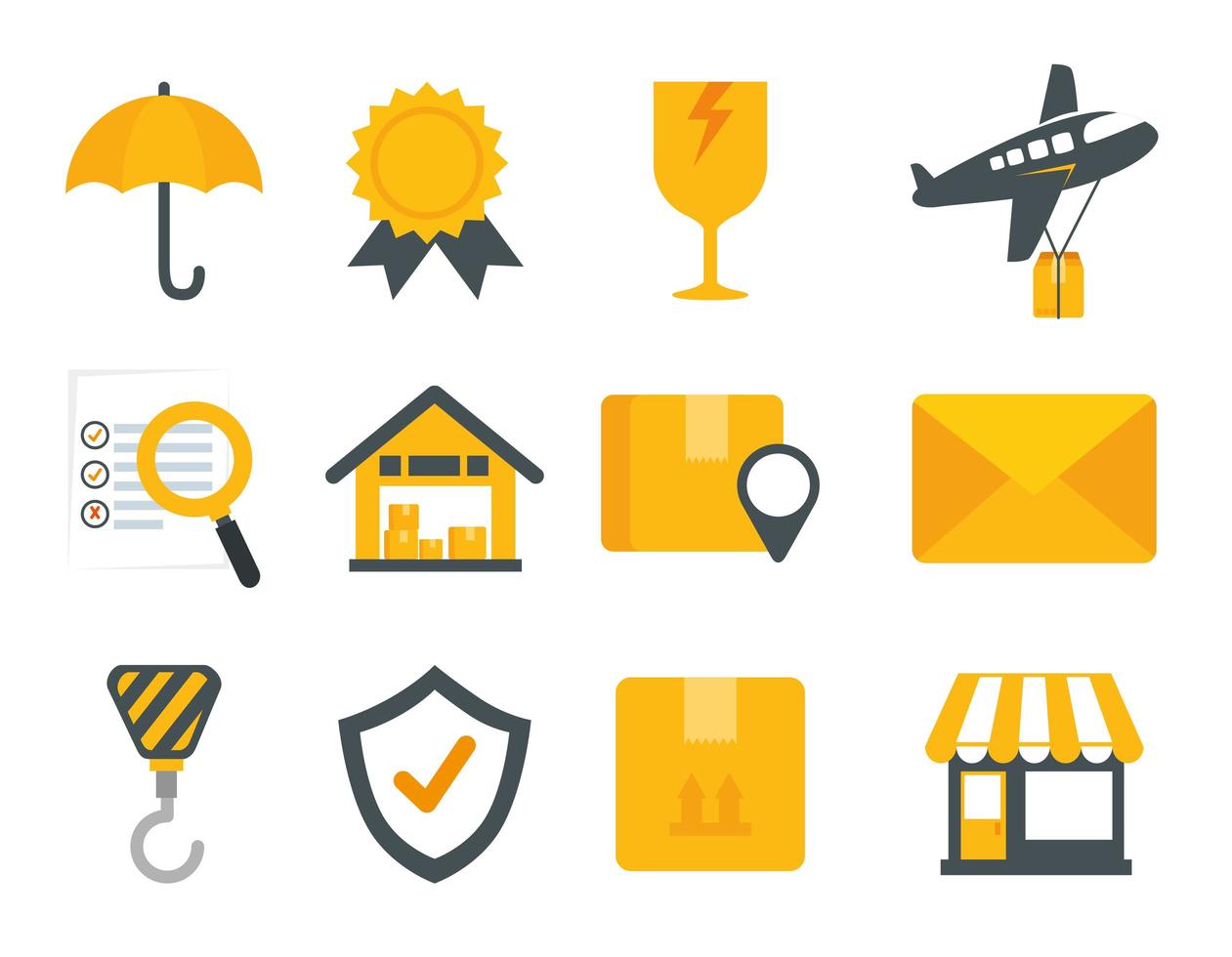 bundle of delivery service icons vector