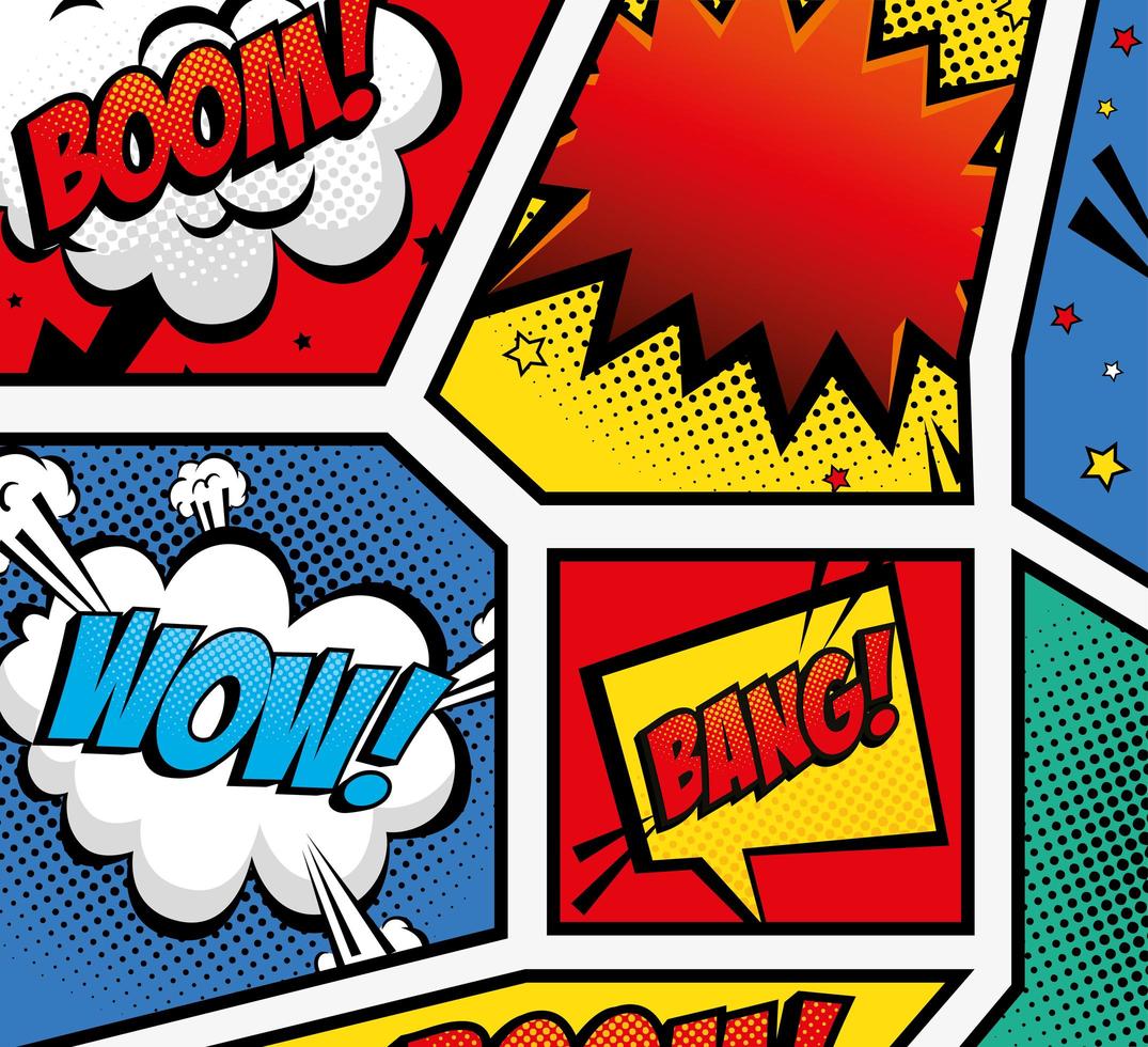 set of expressions pop art style icon vector