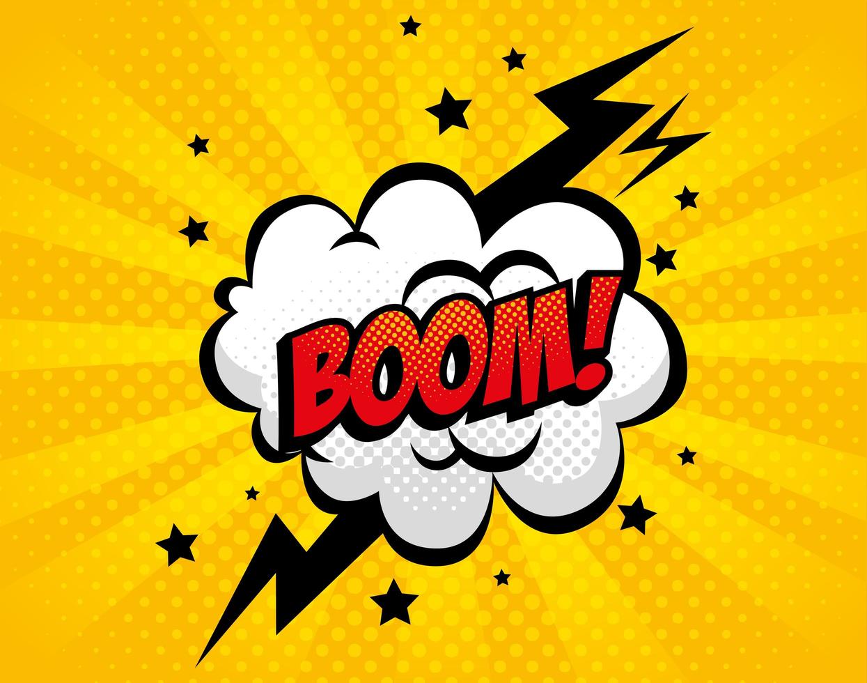 explosion boom pop art style icon vector