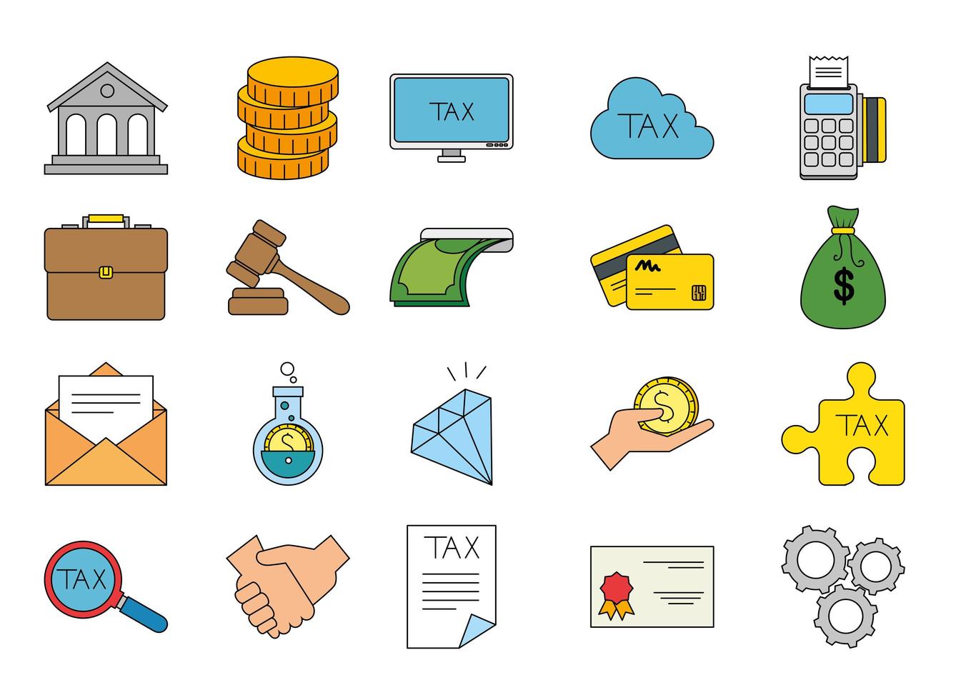 Isolated money and tax icon set vector design