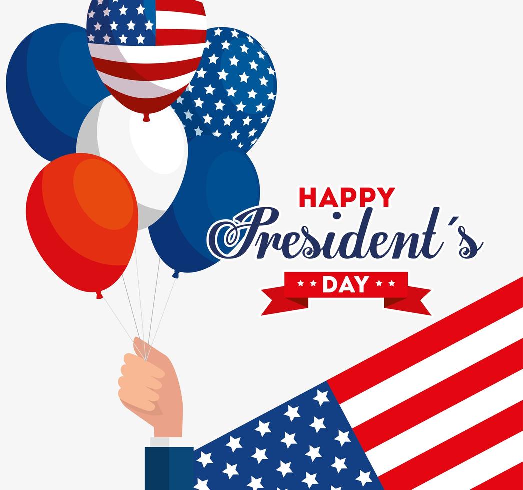 happy presidents day with balloons helium of flag usa vector