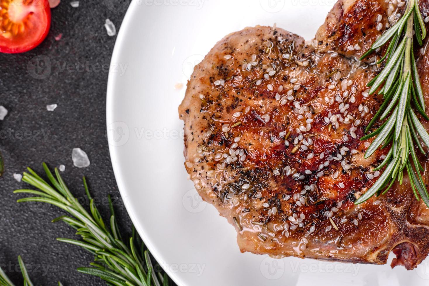 Fresh delicious juicy steak on the bones photo