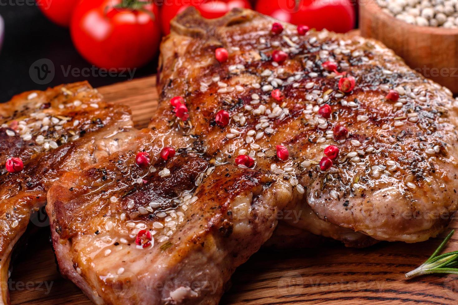 Fresh delicious juicy steak on the bones photo