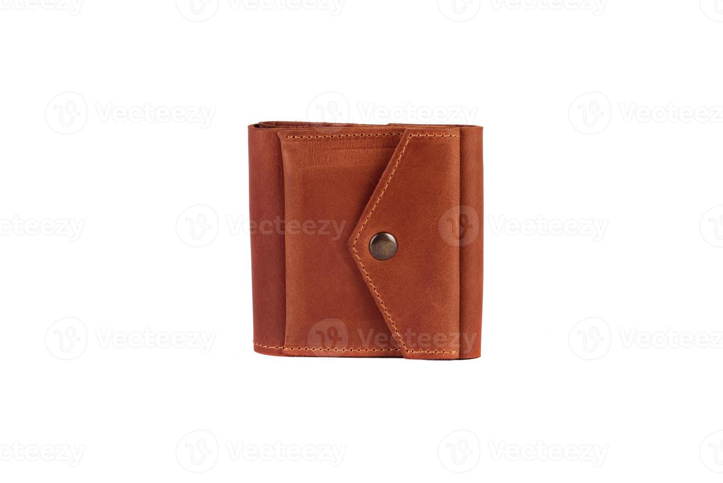 Natural leather wallet isolated on a white background photo