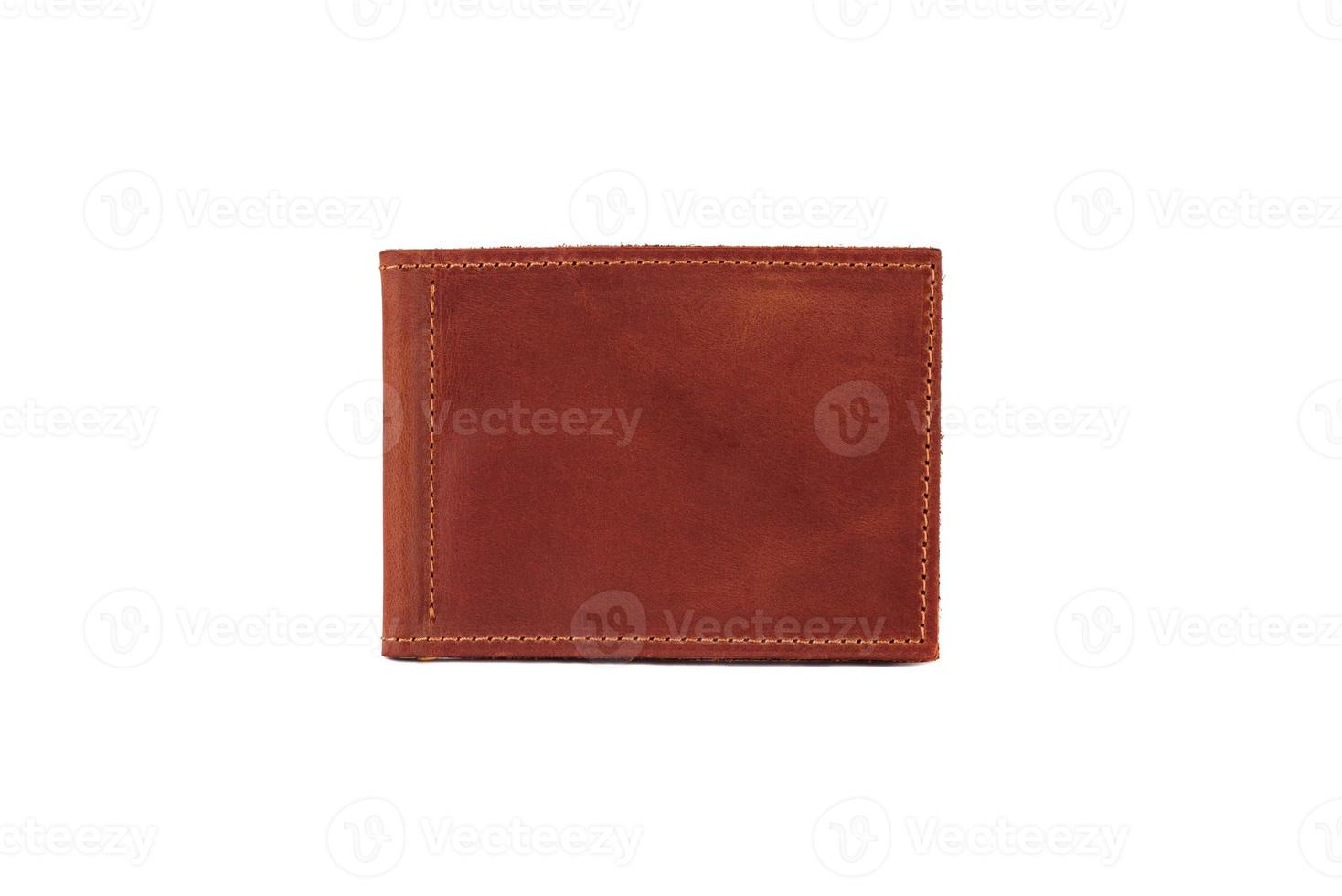 Natural leather wallet isolated on a white background photo