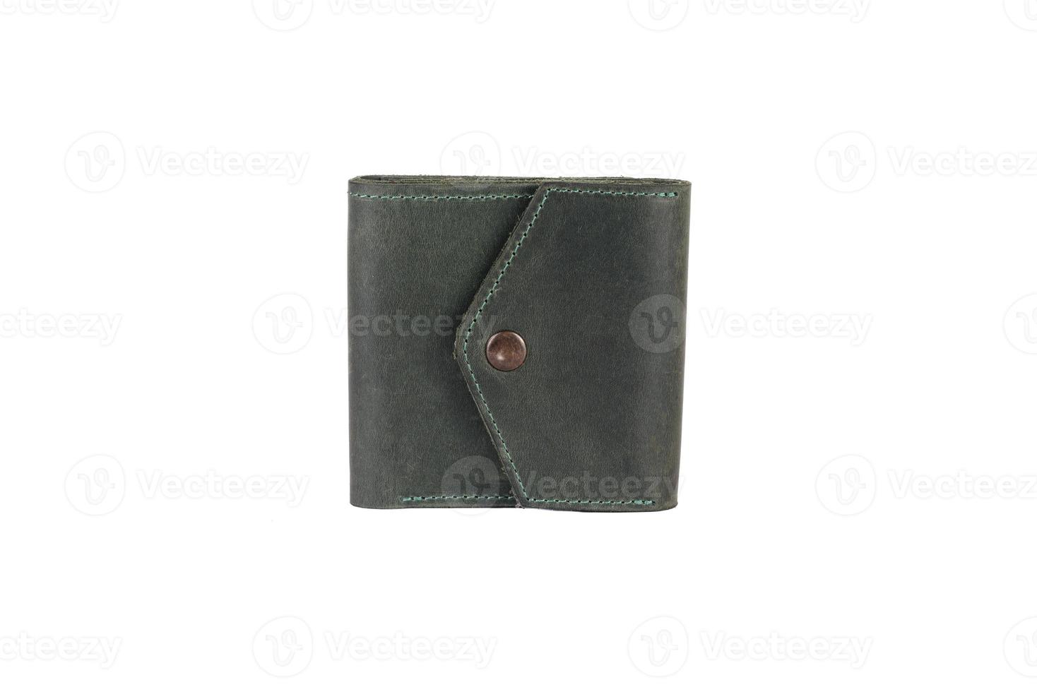 Natural leather wallet isolated on a white background photo