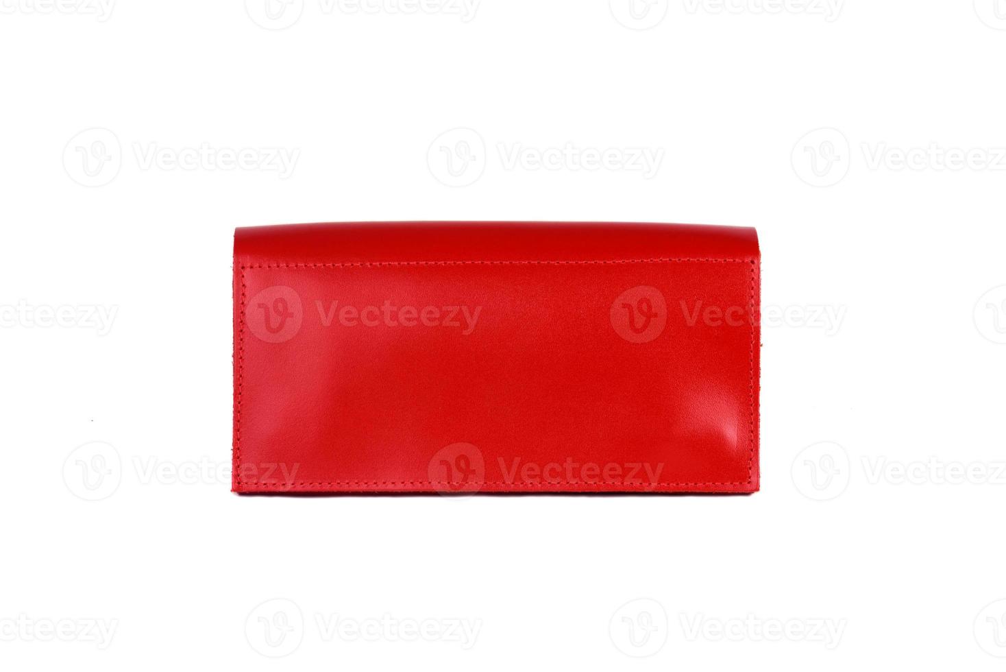 Natural leather wallet isolated on a white background photo